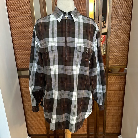 Ralph Lauren Womens Plaid Flannel 1/4 Zip Tunic Equestrian size medium - Picture 2 of 10